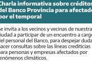 Charla informativa sobres acceso a créditos para afectados por fenómenos climáticos en San Nicolás